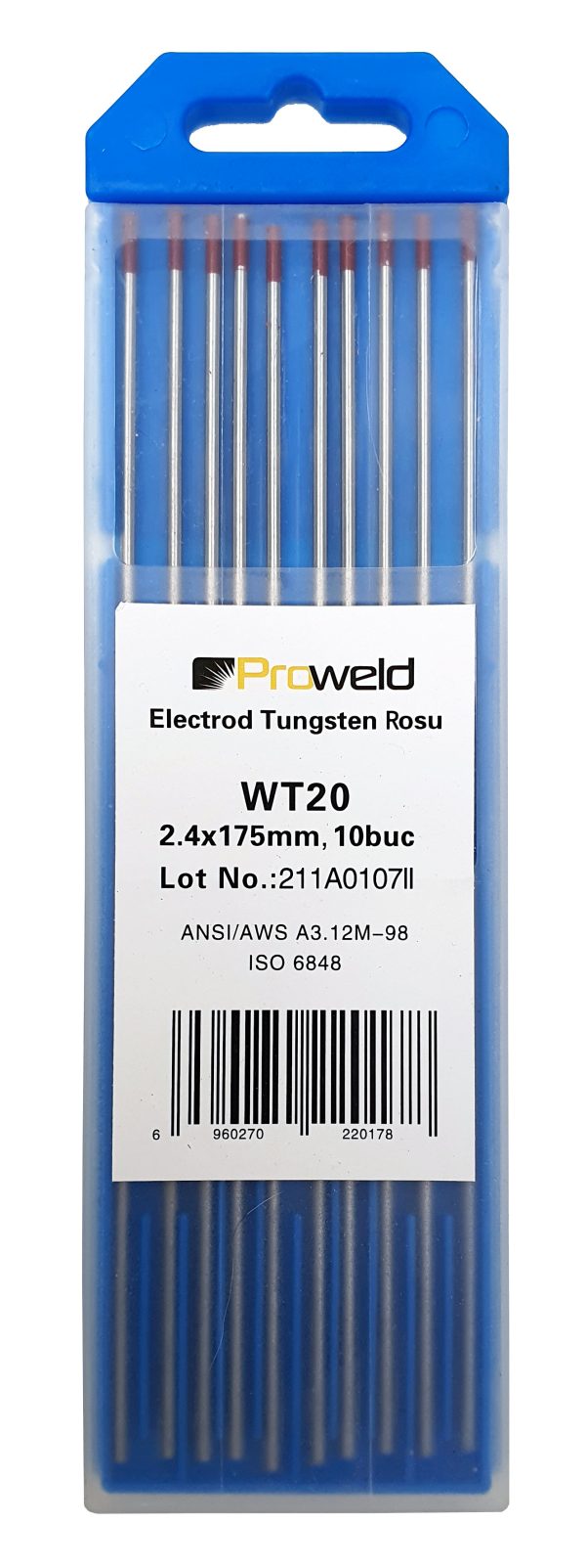 ProWELD WT20 Electrozi tungsten rosu, 2.4x175mm, 10buc