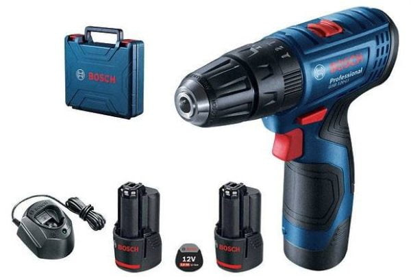 Bosch GSR 120 Li Masina de gaurit si insurubat cu acumulator + 2 x Acumulatori GBA 12V 2.0Ah + Incarcator GAL 1210 CV Professional + Valiza profesionala