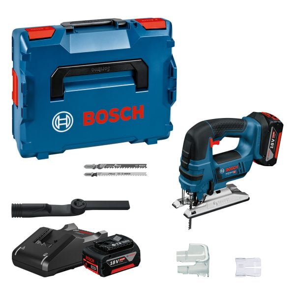 Bosch GST 18 V-LI B Ferastrau vertical cu 2 acumulatori Li-Ion, 4 Ah, 18 V, L-Boxx