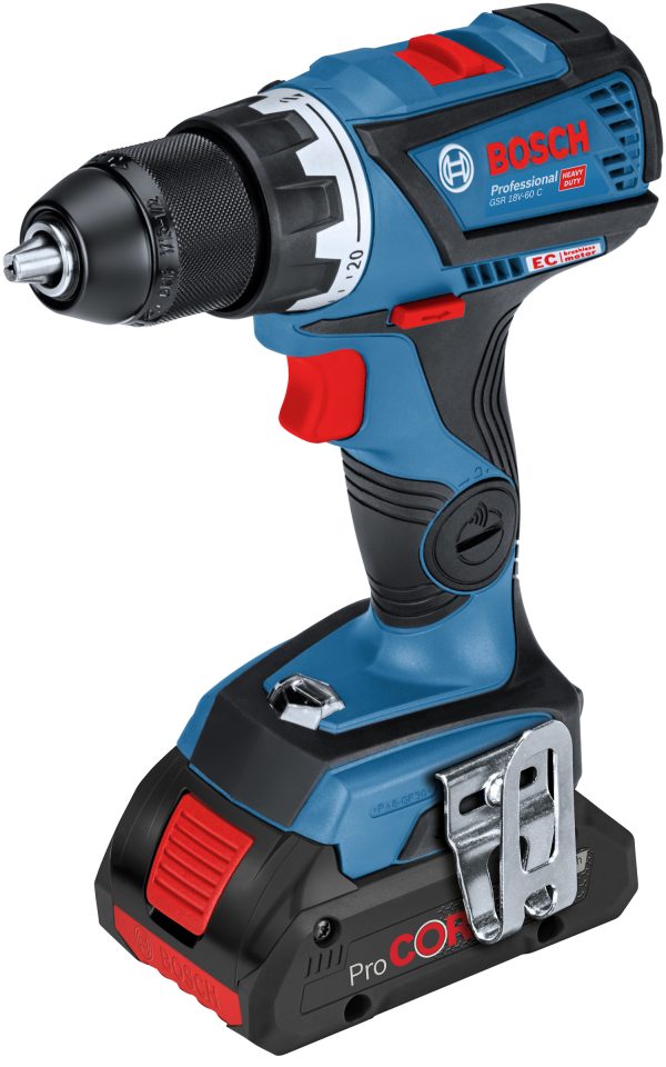 Bosch GSR 18V-60 C Masina de gaurit si insurubat brushless cu 2 acumulatori Li-Ion, 5Ah, 60Nm + L-Boxx